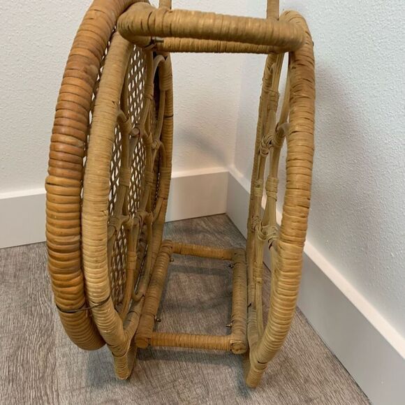 Vintage 60s Wicker Wine Bottle Rack Holder Decor 70s - Picture 7 of 10